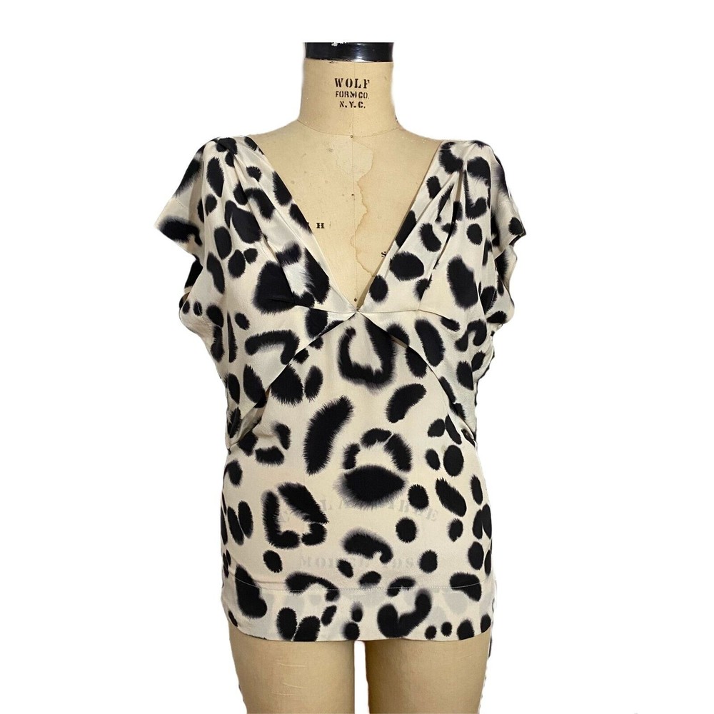 NWT Yoana Baraschi anthropologie leopard modern short sleeve blouse MSRP $290